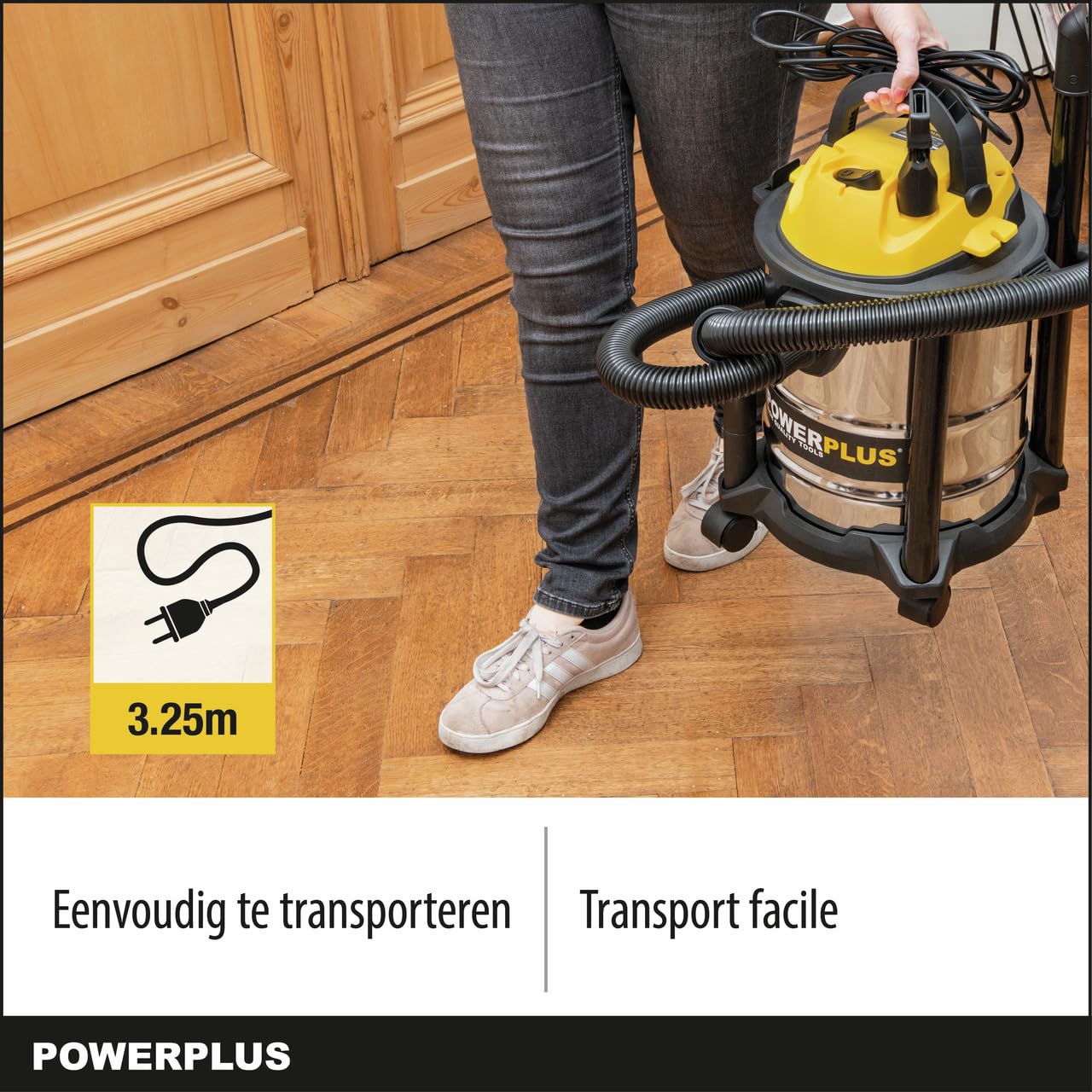 POWERPLUS Aspirador húmedo/seco POWX322 - Potencia Nominal de 1000W, 15L