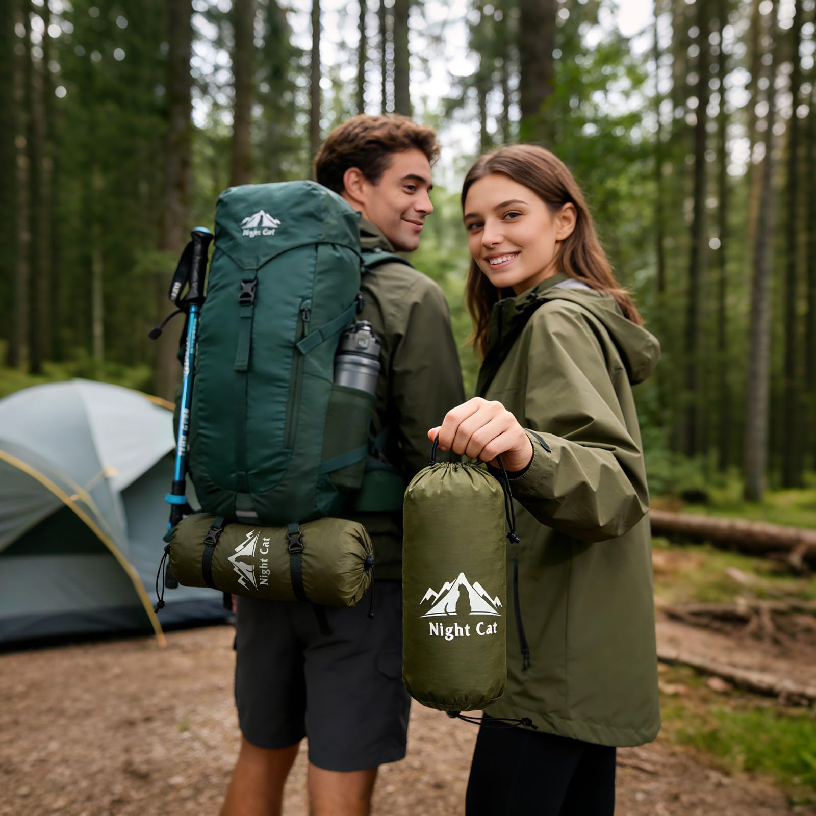Night Cat Hängematte Outdoor mit Moskitonetz: Camping Hängematte XXL Leicht mit Aufblasbarer Isomatte für 1 Personen für Reise Trekking und Draußen