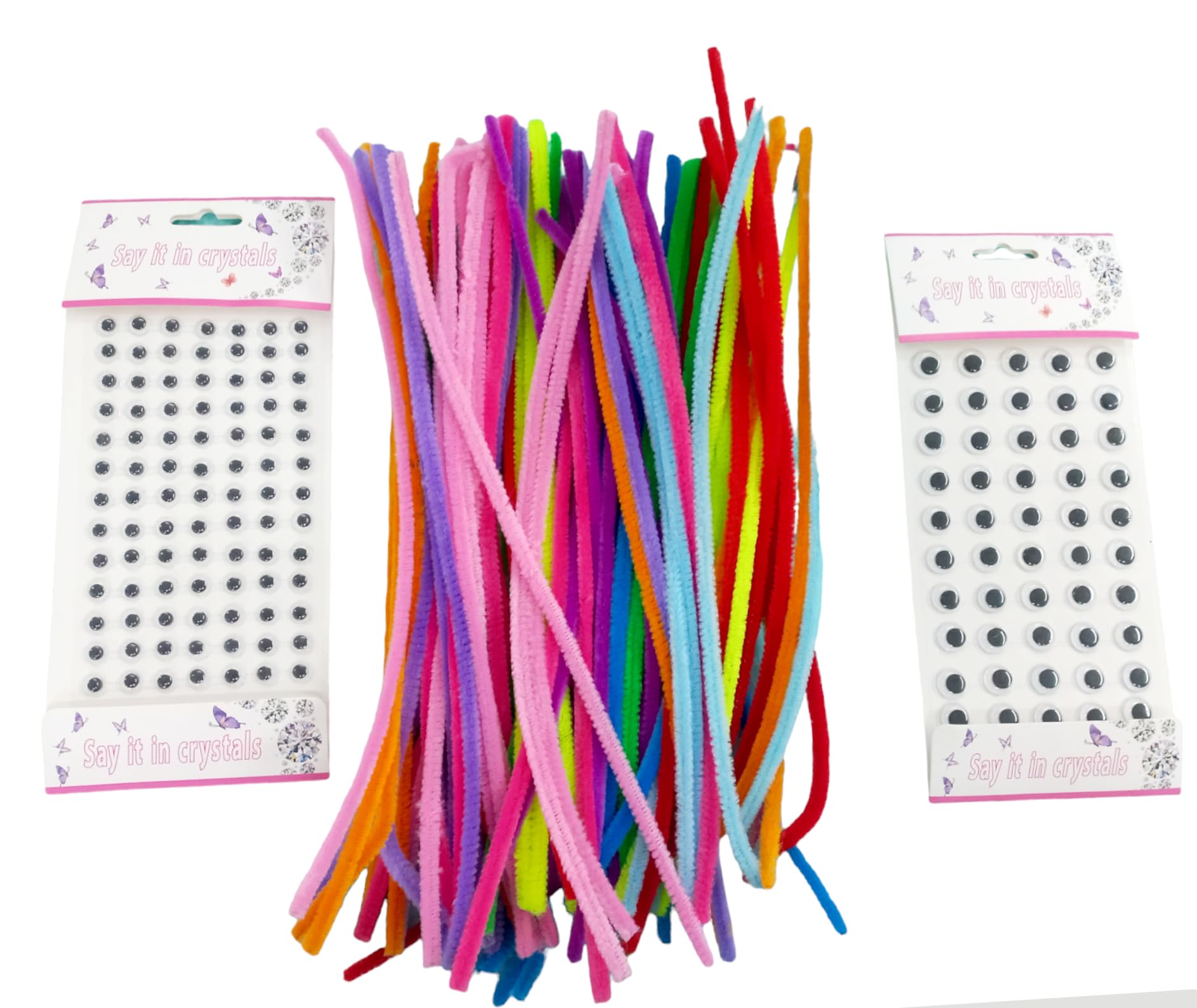 Gifting Square DIY Art n Craft Kit 100 Pipe Cleaner12 and 100+Google Moving Eyes Wiggle Doll Eyes Make Finger Puppets-image-20
