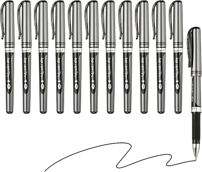 M&G 1.0mm Rollerball Pens, 12PCS Ball Point Pens Black Liquid Gel Ink Smooth Writing for Writing Home Office, Black, AGP13604A