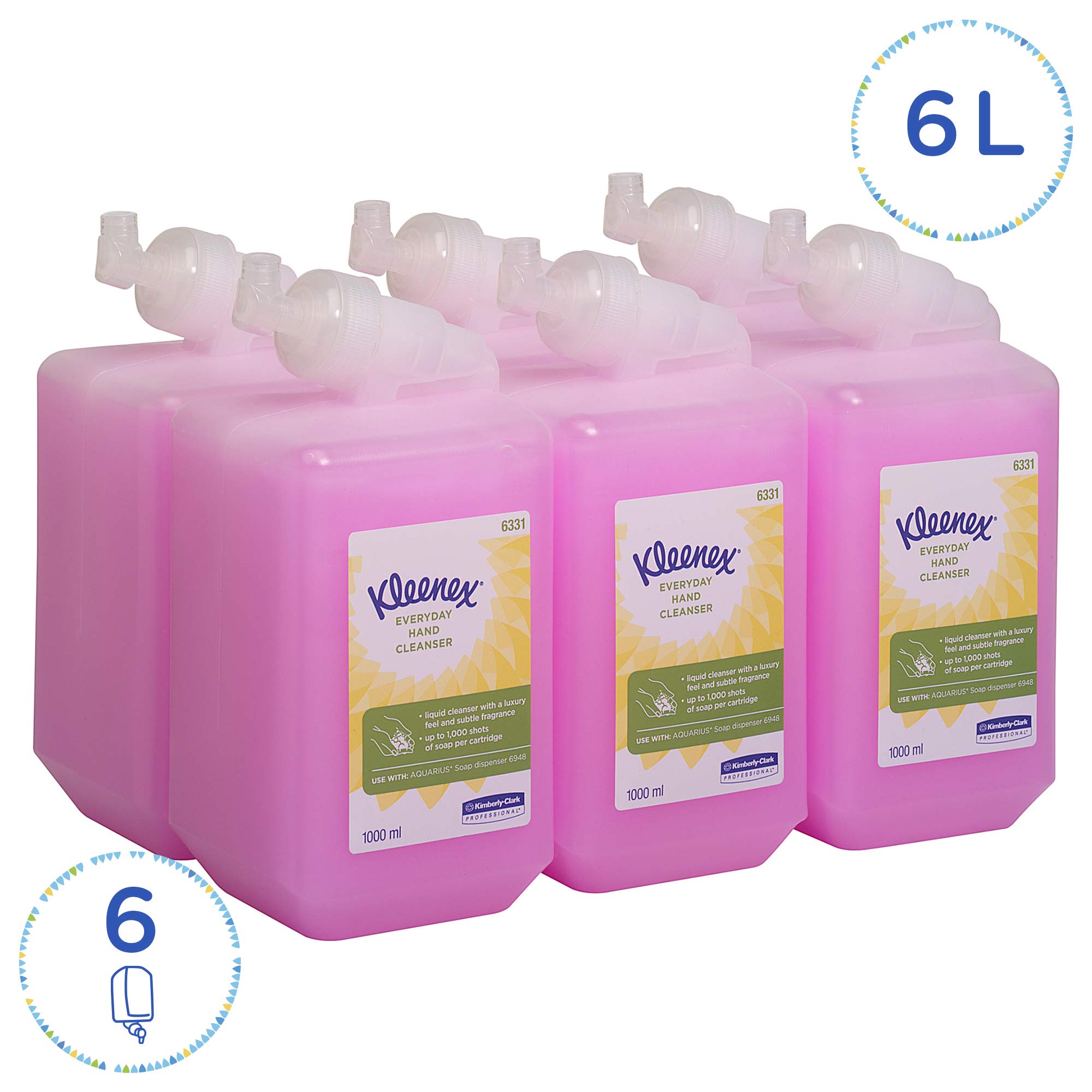 Kleenex Seife 6331 - Handseife für die tägliche Verwendung, rosa, 6 x 1 L & Scott Essential Schaum-Seife für die tägliche Verwendung 6340