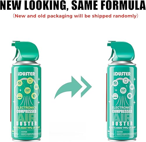Miniatura 7 de iDuster Plumero de aire enlatado comprimido, limpiador de teclado electrónico desechable para limpiar plumero, 2 unidades