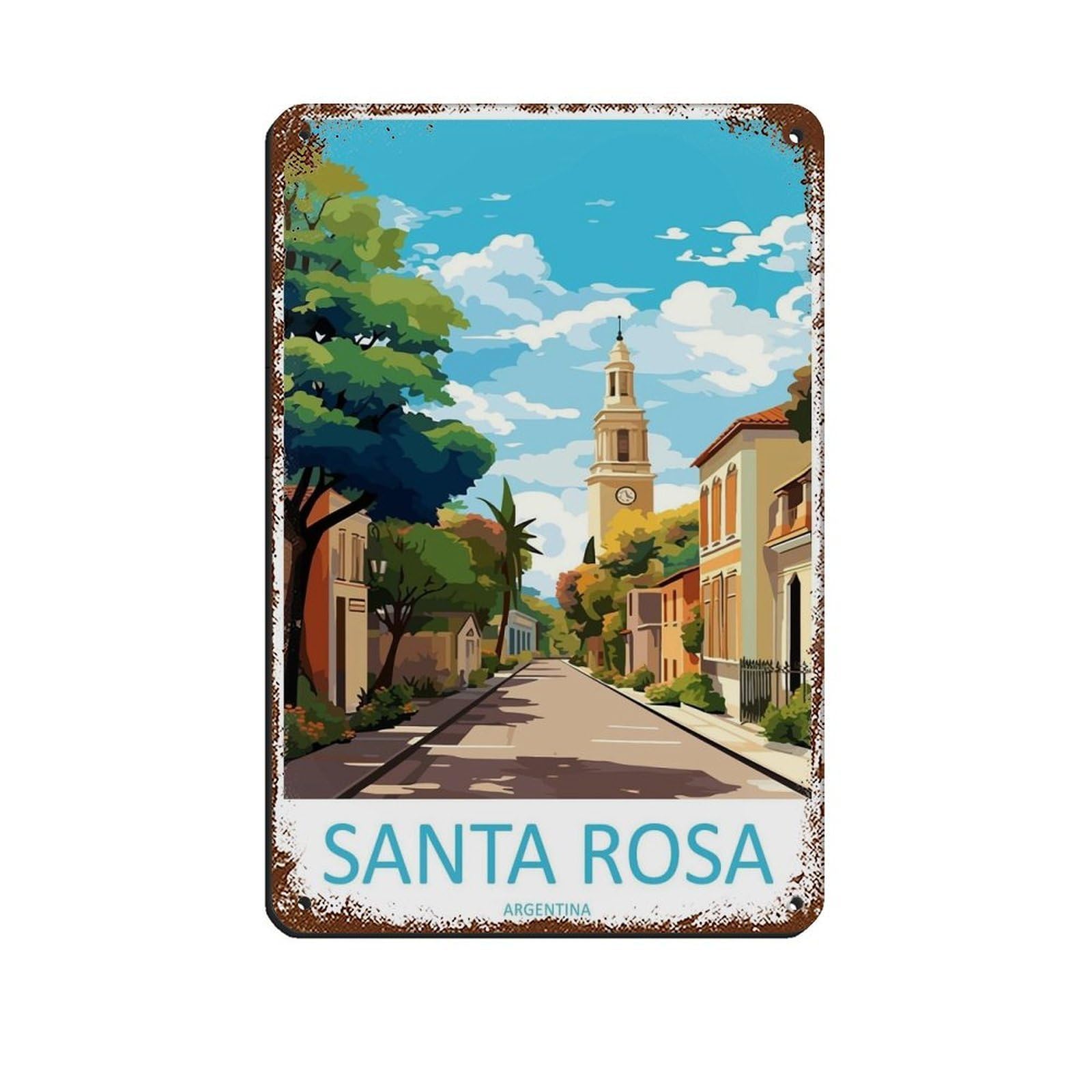 Santa Rosa Travel Art Argentina Travel Poster Tin Sign Vintage Metal Pub Club Cafe Bar Home Wall Art Decoration Poster Retro 8x12inch(20x30cm)