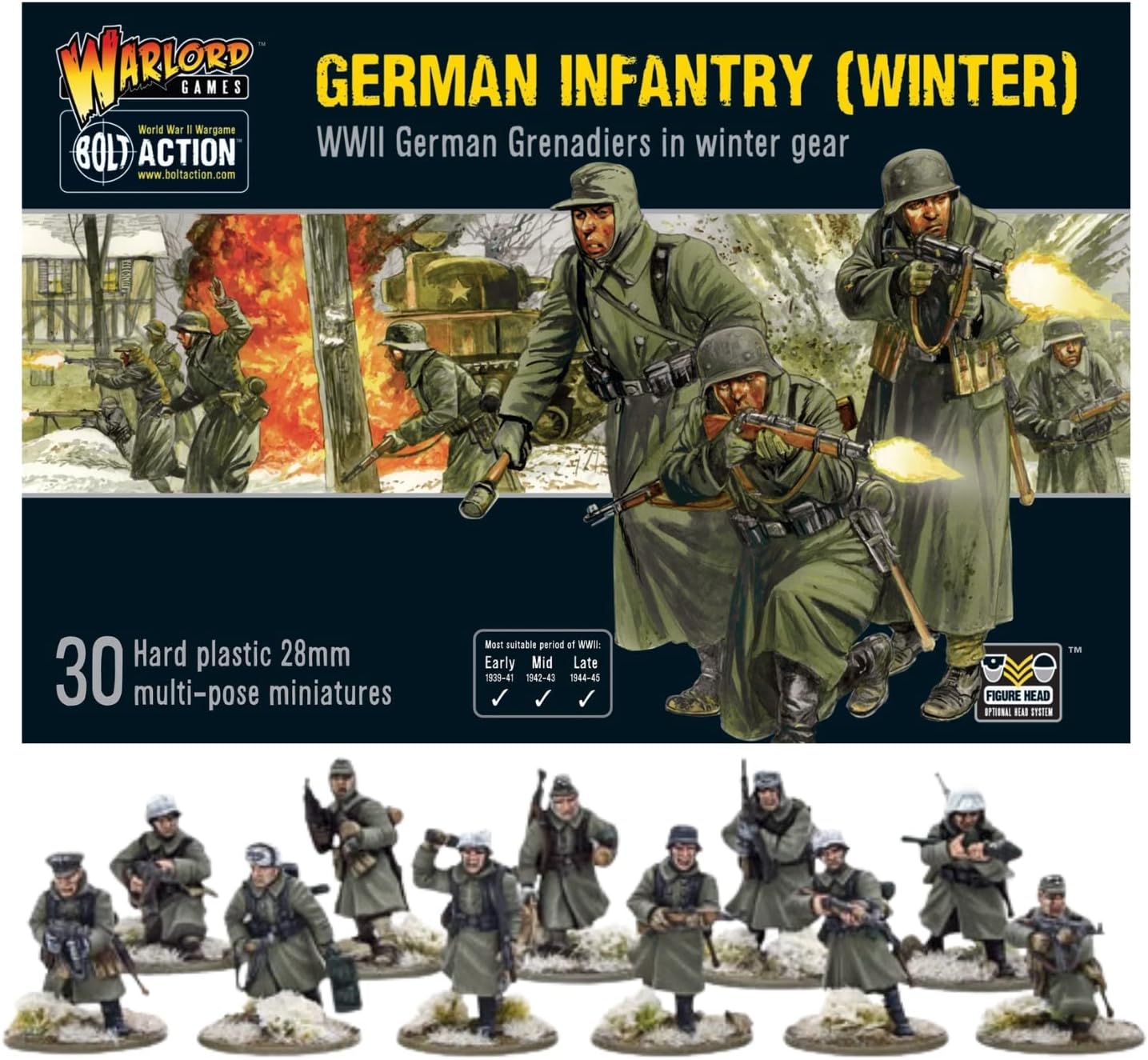Wargames Delivered - Warlord Games Bolt Action Miniatures - German Infantry (Winter) Set, World War 2 Miniatures, 28mm Scale Army Men for Miniature Wargaming