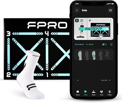 FPRO Football Training Mat - Ball Control & Skills Trainer with App, 200+ Guided Drills, Indoor & Outdoor Ball Mastery Training Equipment with XP Tracking