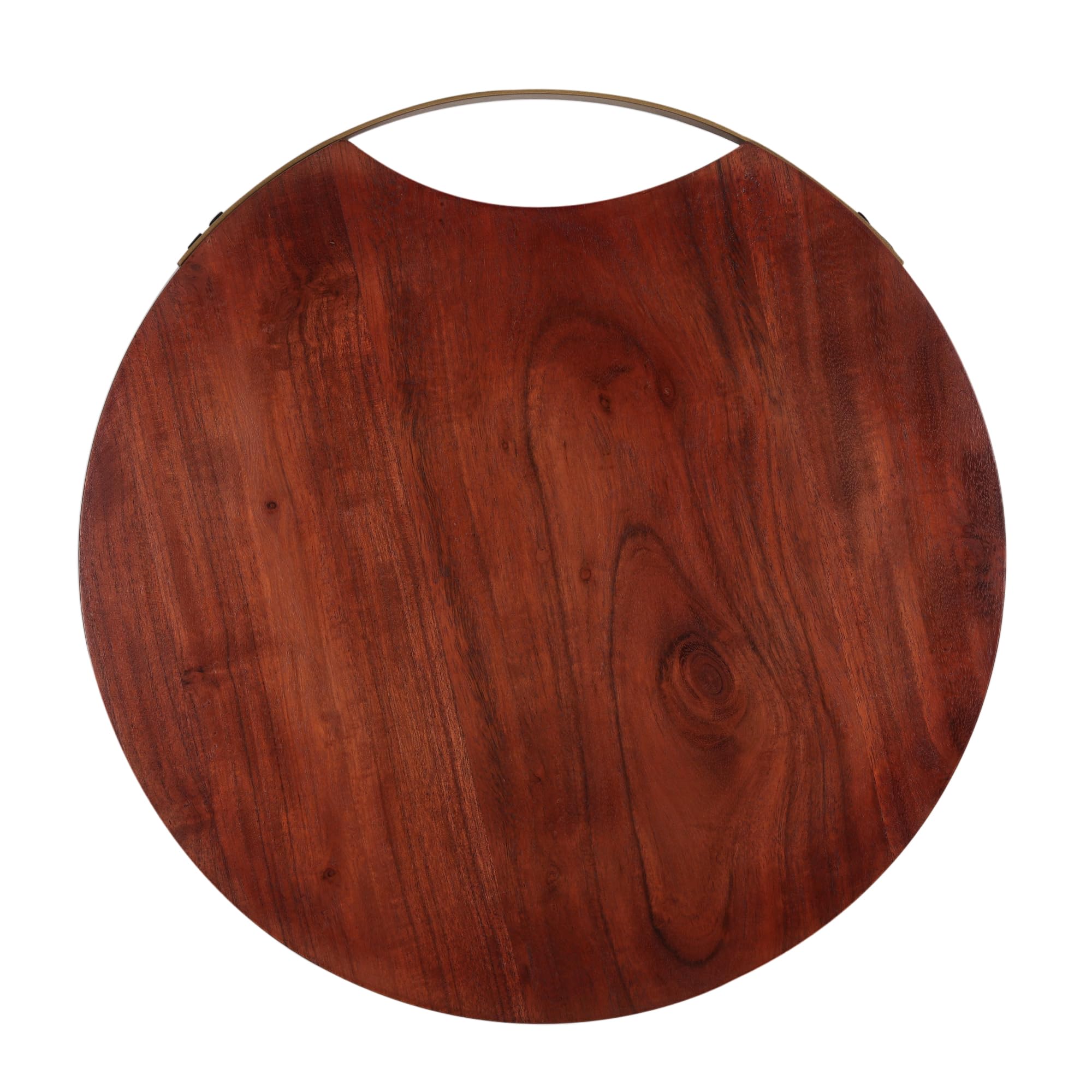 Anything & Everything Wooden Serving Platter Cheese Board with Golden Handle for Snacks 1
