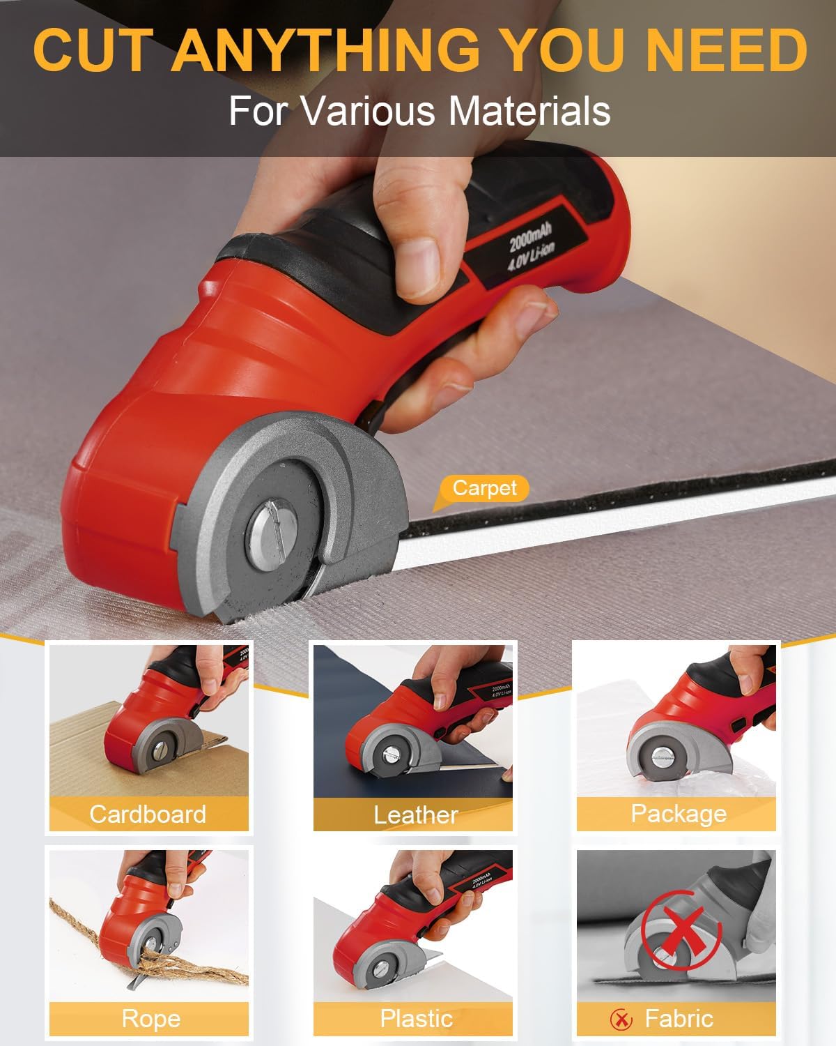 Christmas Stocking Stuffers for Men Gifts, Cardboard Cutter Cordless Electric Scissors, 4V Electric Box Cutter Cardboard Recycling, Rechargeable Carpet Cutter Tool with Self-Sharpen Blade for Plastic