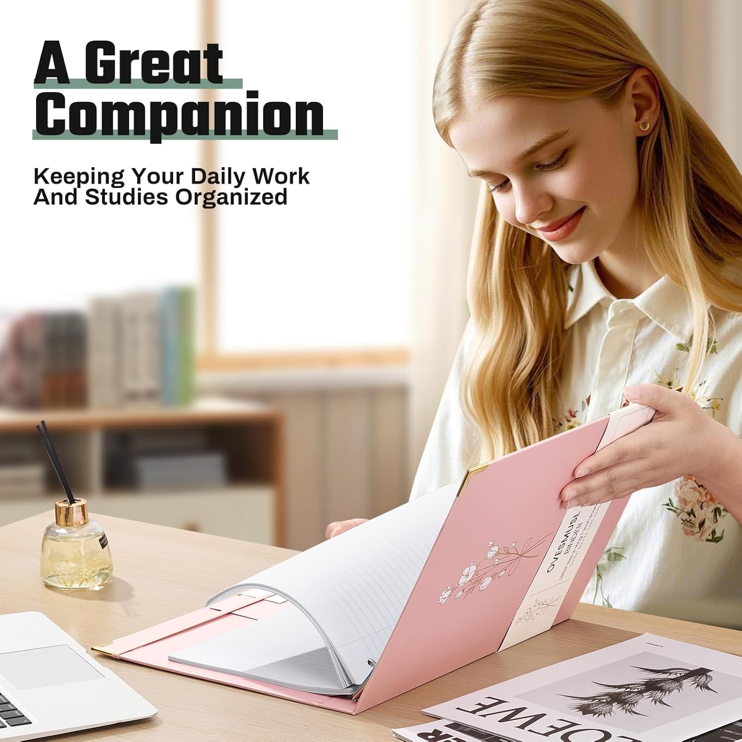 Aesthetic 3 Ring Binder 1 Inch Cute Three Round Rings Binders with Dividers Suitable for 8.5 x 11 Letter Size Paper Loose Leaf Binder with 2 Pockets for School Work - Image 6