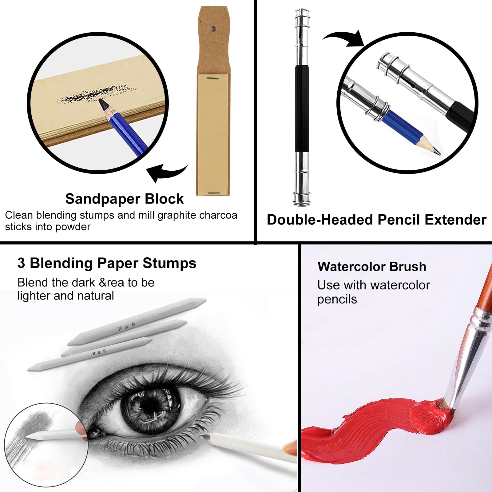 Juego de Suministros de Arte de 76 Piezas, Lápices de Dibujo,Kit Dibujo,Lápices de Colores Profesionales,Bosquejo Material Set,Juego de Lápices de Colorear de Artista,Juego de Dibujo