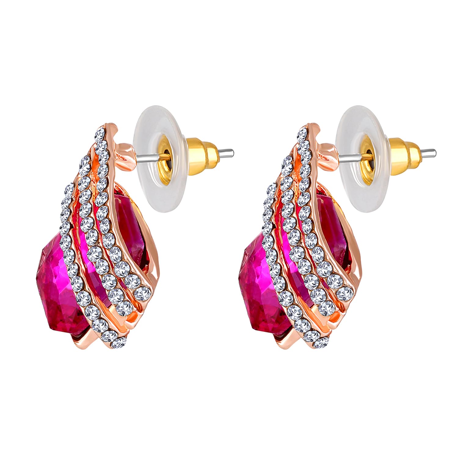 Pink Crystal Angel Wings Pendant Set