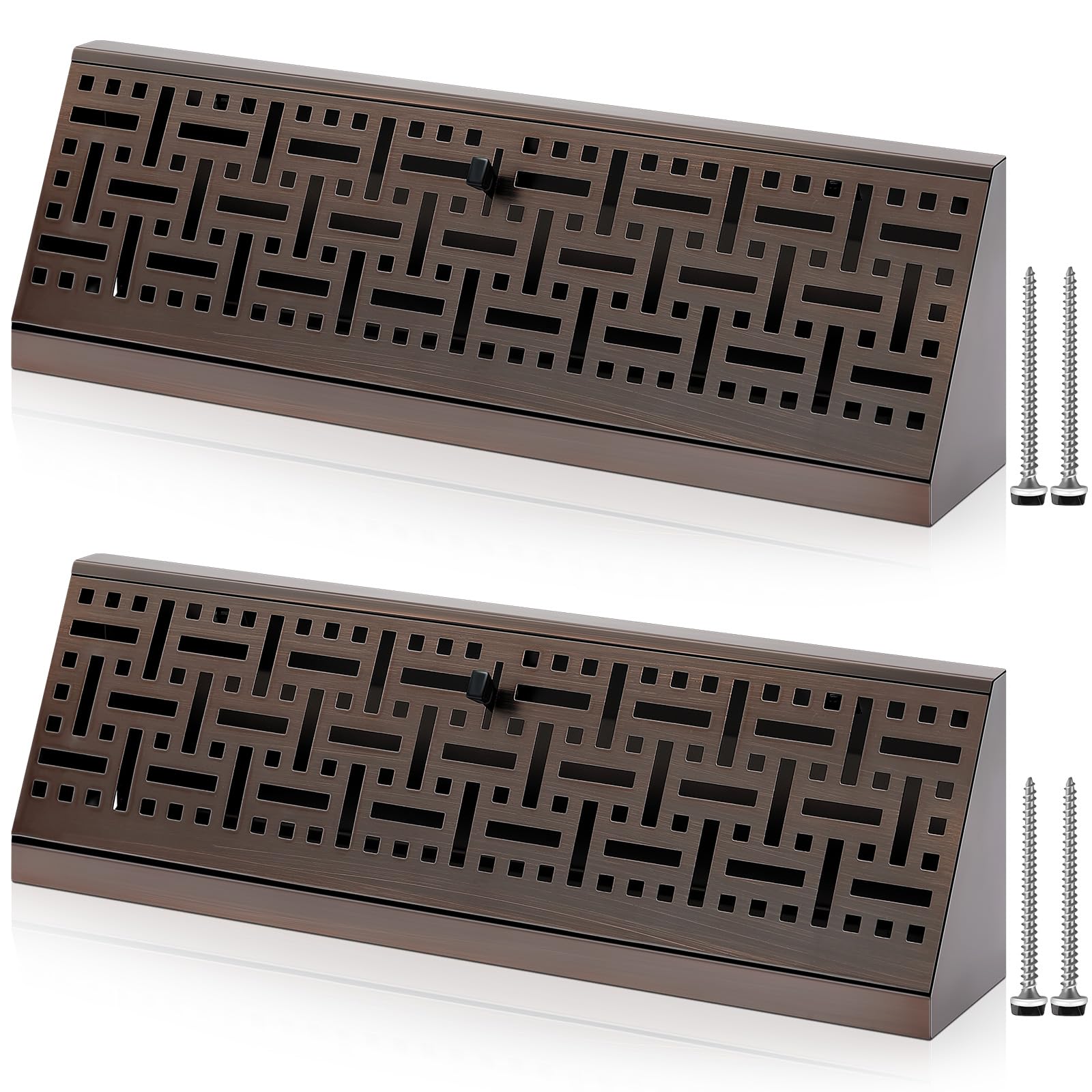 Baseboard Diffuser Register, Oil Rubbed Bronze Finish, Vent Covers for Home Floor Wall Baseboard Air Vent Covers Supply Floor Baseboard Diffuser(18 Inch Duct Opening Size, 2 Pack)