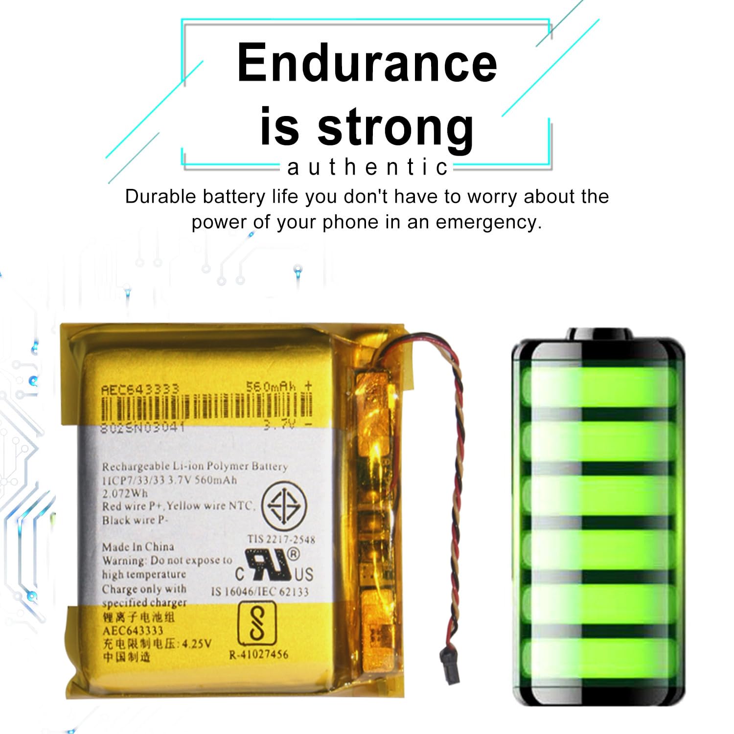 AEC643333 Replacement Battery for Beats by Dr Dre Studio 2.0 Studio 3.0 Wire-Less Headphones Battery with Repair Tool Kits 560mAh