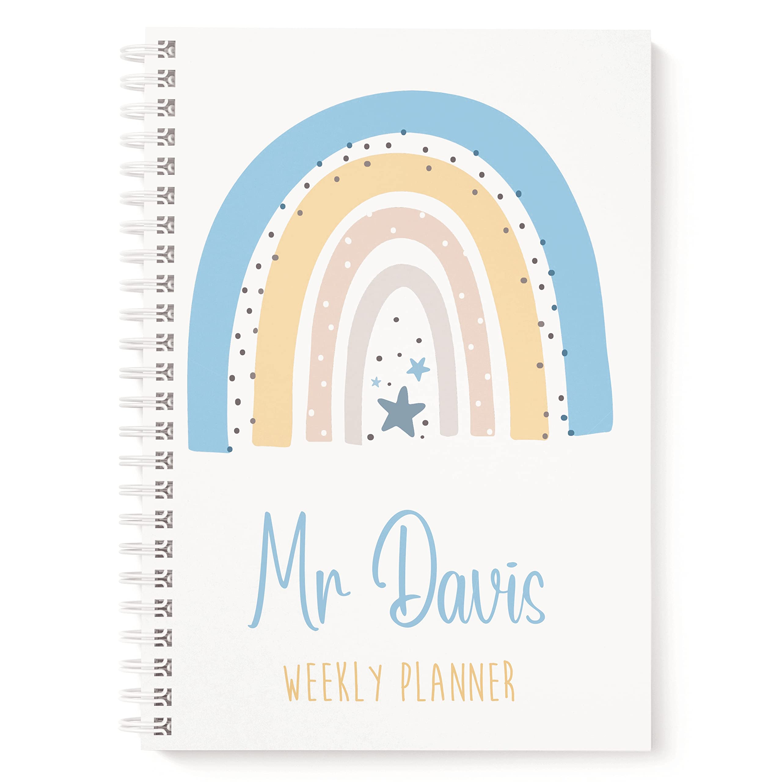 Personalised Weekly Planner Rainbow, Teacher Present, Assistant, School Gift, Organiser, Thank you