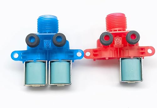 W10921514 + W10921515 Dos paquetes de válvula de entrada de agua fría y caliente compatible con Whirlpool, lavadora Kenmore W11168743, W10921515,