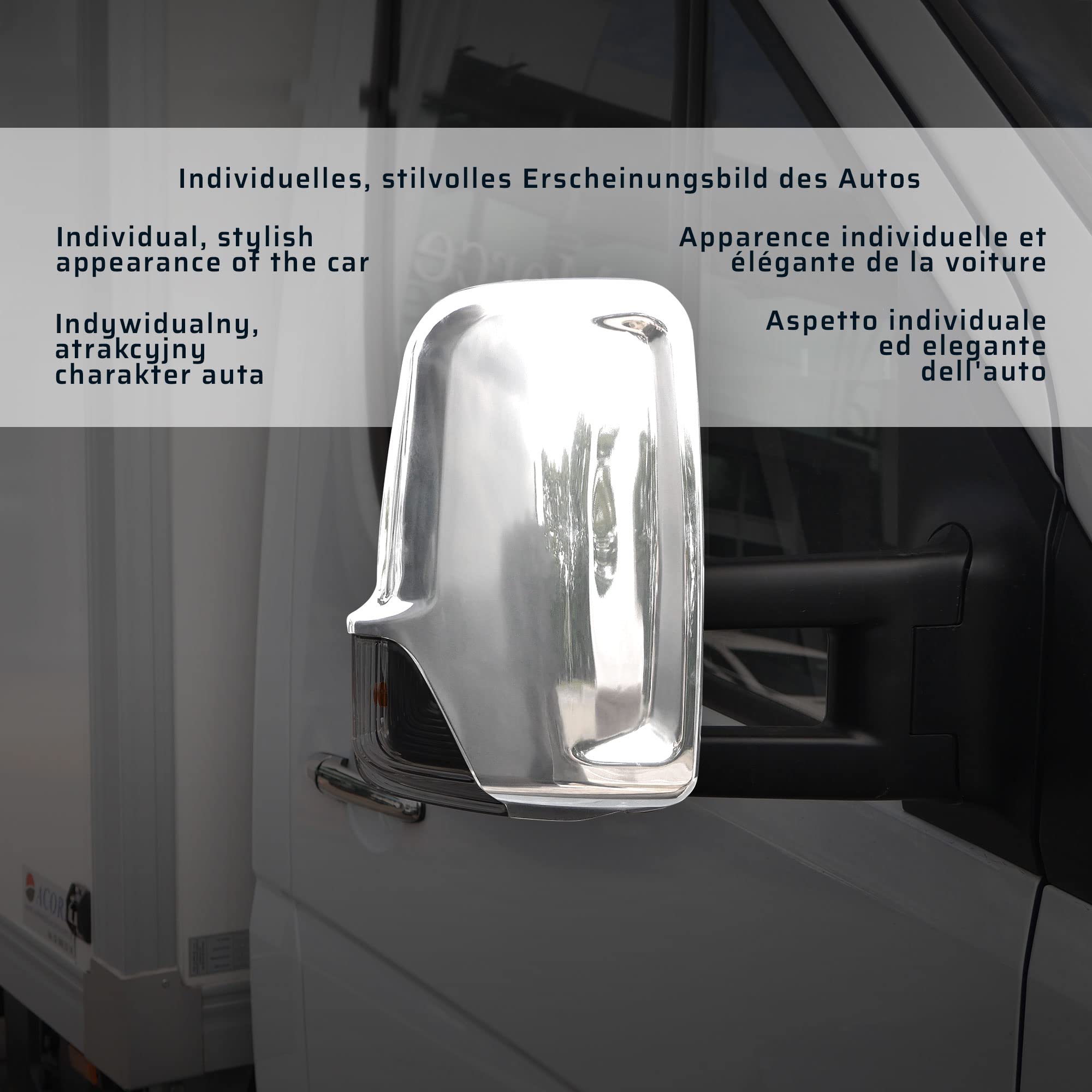 CHROMEMASTER | Nakładki na Lusterka Zewnętrzne | Kompatybilne z Mercedes Sprinter W906 2006-2018 | Stal nierdzewna; Osłony Lusterek to Niepowtarzalny Wygląd Auta i Ochrona Przed Uszkodzeniem