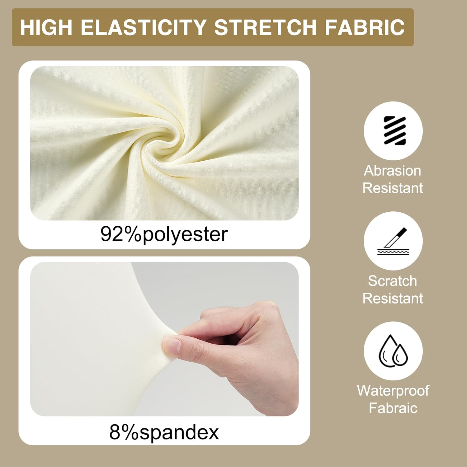 50 PCS Banquet Chair Covers for Wedding Universal Polyester Spandex Chair Cover Stretch Slipcovers for Party Dining Flat-Front Chair (Ivory)