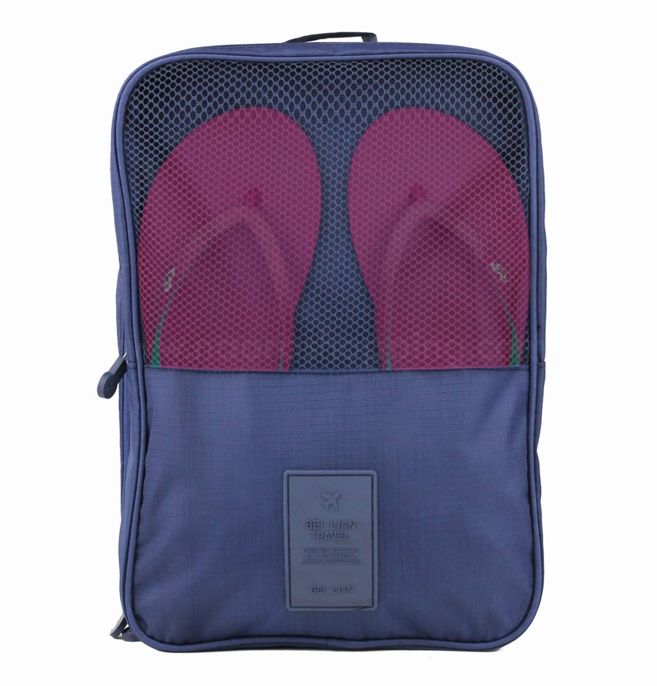 awestuffs Portable Travel Shoe Storage Bags Dustproof Shoes Bags with Transparent Slot Waterproof Packing Organizers Unisex (Navy Blue)-picture-6