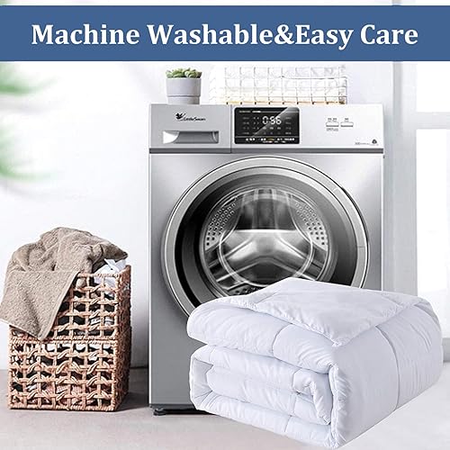 Miniatura 7 de Maple Down Edredón suave de tamaño súper King con relleno alternativo ligero esponjoso transpirable lavable a máquina blanco 120 x 120 pulgadas