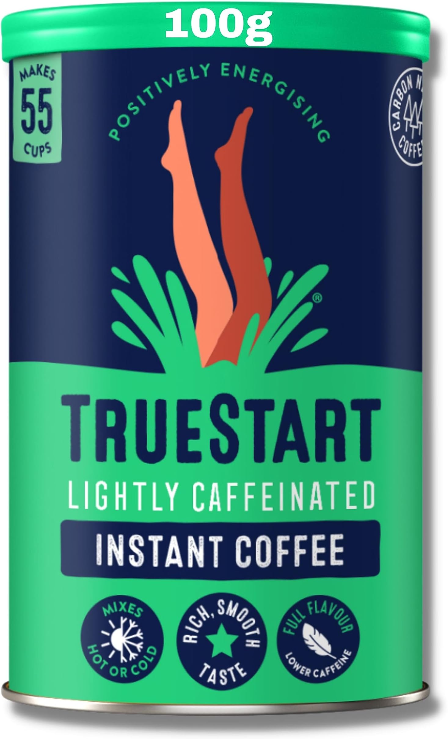 Barista Grade Lightly Caffeinated Instant Coffee (1 Pack x 100g) Mycotoxin-Free Coffee & Rich in Antioxidants, Premium Freeze-Dried, 100% Full Flavour, Smooth Intense Roast