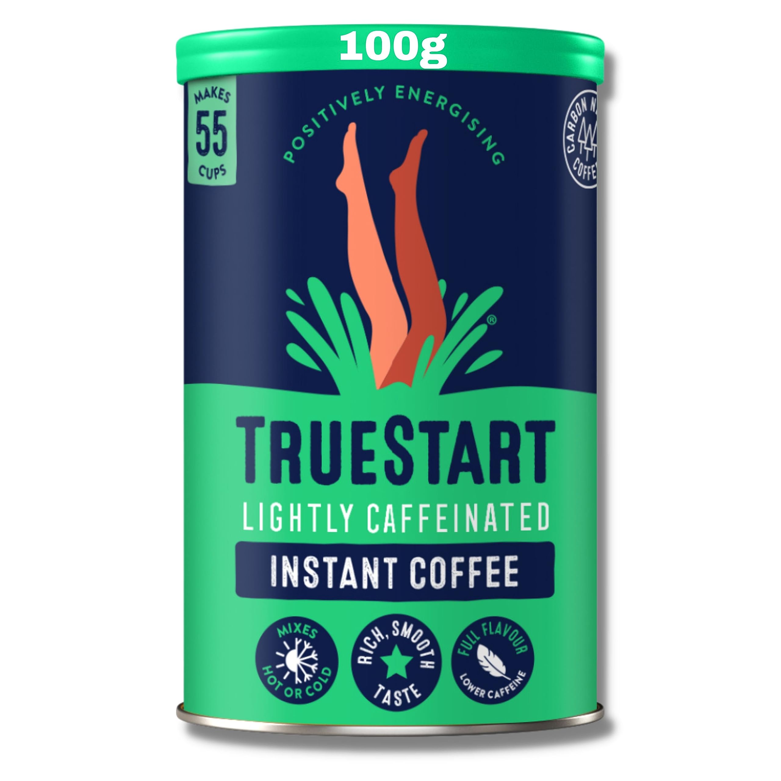 TRUESTARTBarista Grade Lightly Caffeinated Instant Coffee (1 Pack x 100g) Mycotoxin-Free Coffee & Rich in Antioxidants, Premium Freeze-Dried, 100% Full Flavour, Smooth Intense Roast