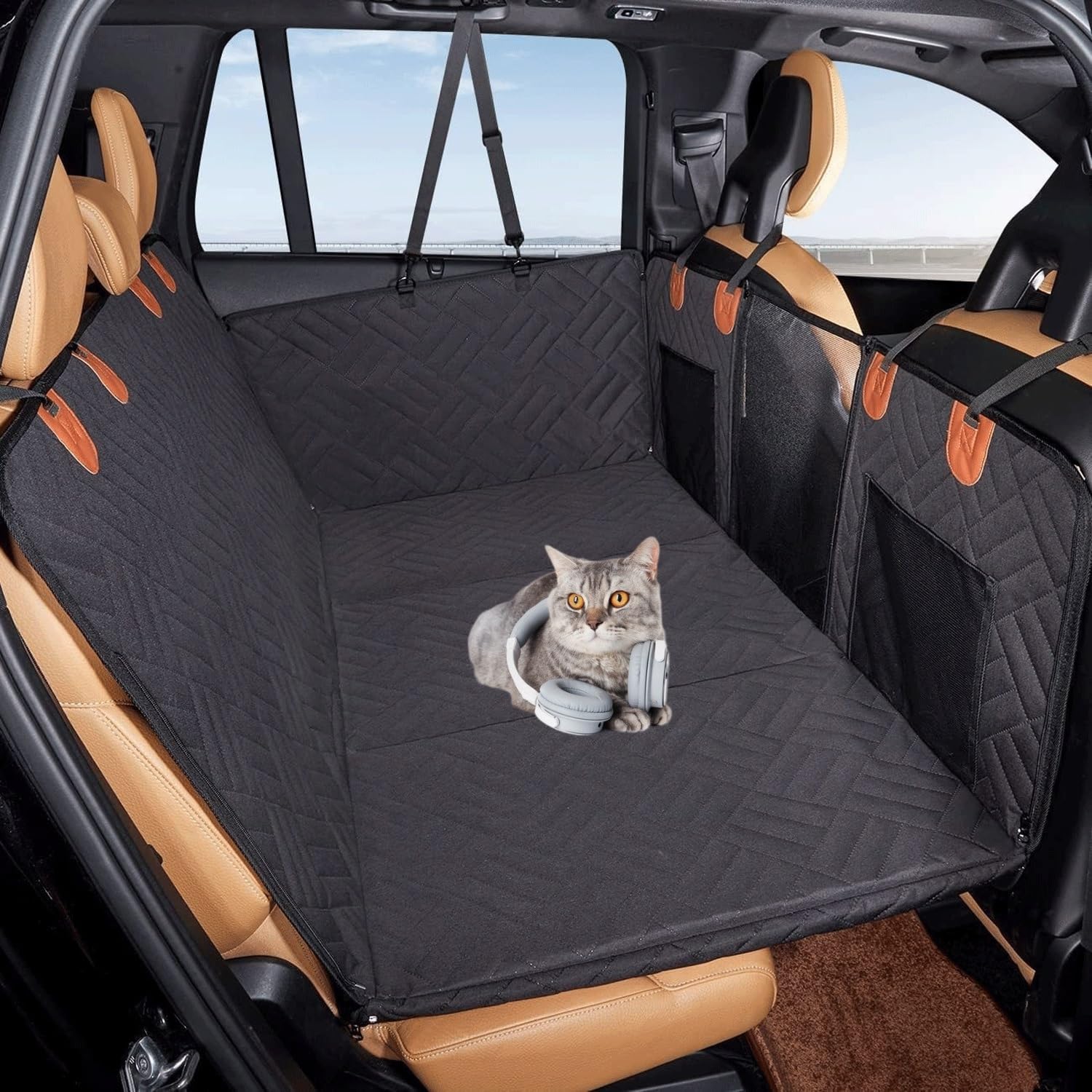 ELzEy Funda Coche Perros Asiento Trasero Individual Rigida Impermeable Funda Asiento Coche Perros Antideslizante Prueba Arañazos Mascotas Cubierta Asiento Coche Perro (Color : P6, Size : 132x160cm)
