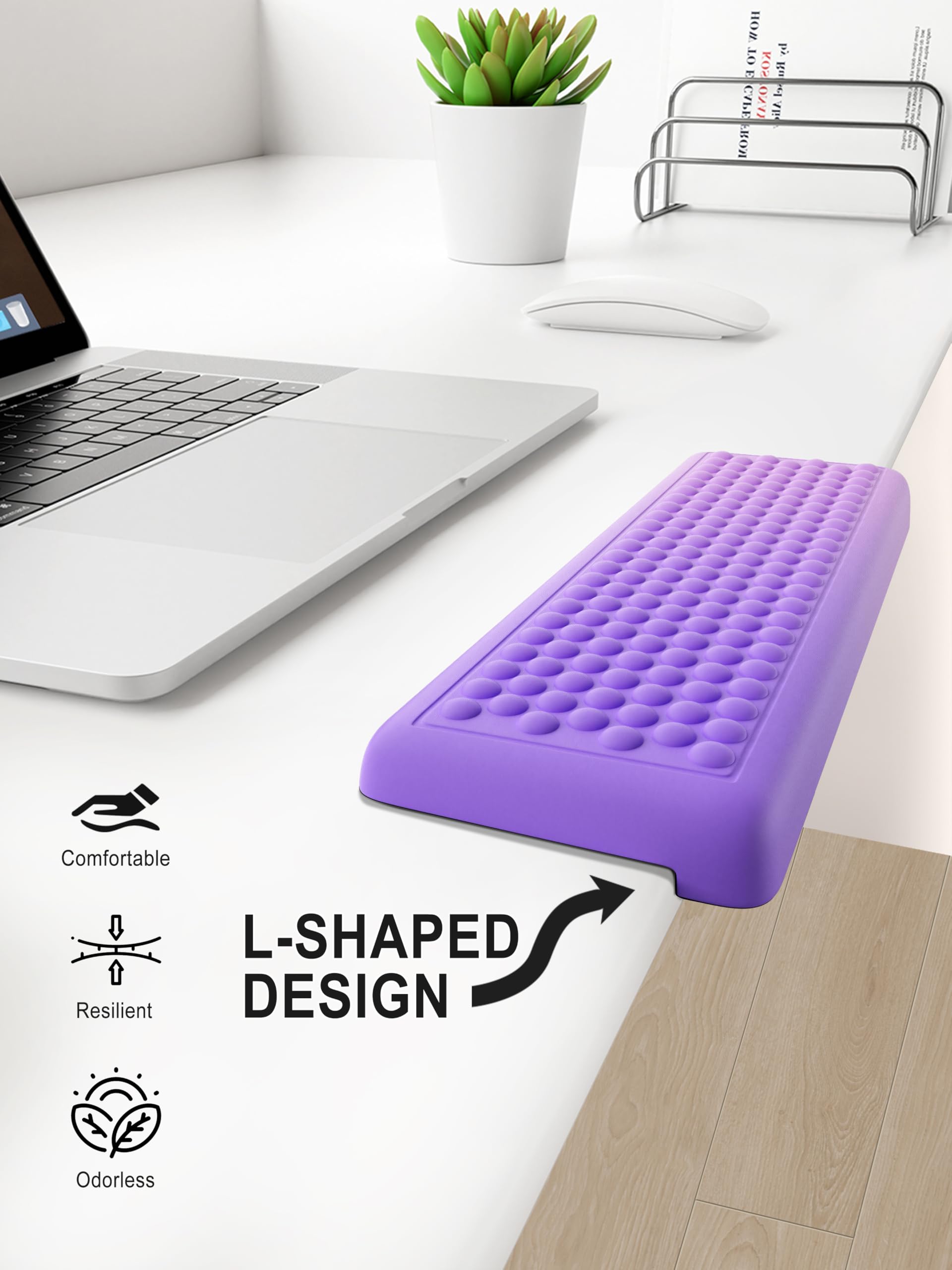 Hsurbtra L-Shaped Desk Elbow Pad, 2-Piece Soft Memory Foam Elbow Support Padding with Non-Slip Rubber Base, Ergonomic Desk Edge Cushion Wrist Rest for Office, Home, Work, Gaming, Gradient Purple Pink - Image 4