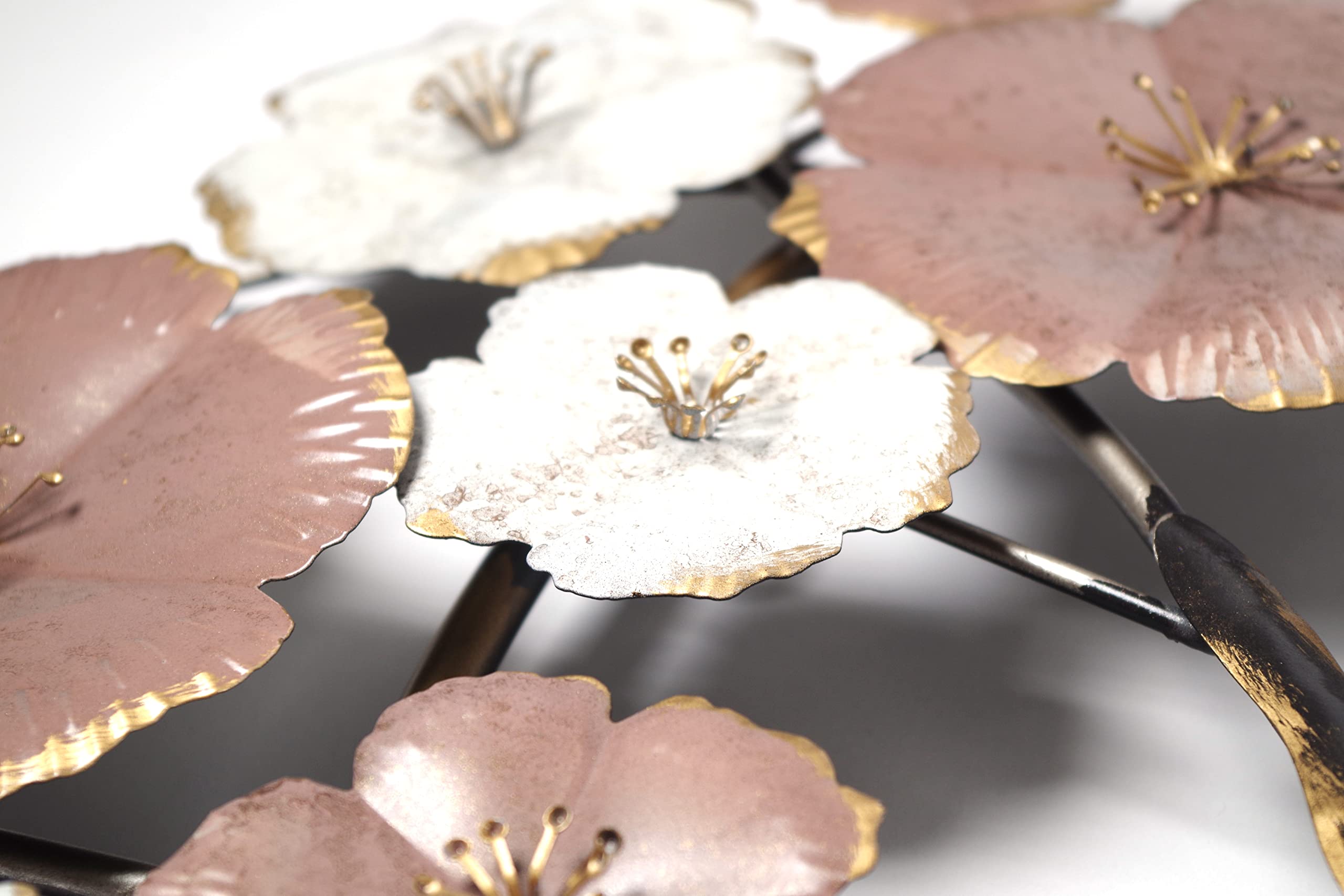 Kobolo Metallbild 3D Wanddeko Cherry Blossom aus Metall 101x72x6 cm