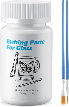 3.5 OZ Glass Etch Starter Cream Kit for Intricate Designs,Etching Art Cream Etching Paste DIY Art Craft Supplies Create Permanently Stunning Etched Designs for Mirrors Windows Glass