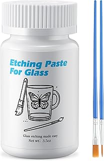 3.5 OZ Glass Etch Starter Cream Kit for Intricate Designs,Etching Art Cream Etching Paste DIY Art Craft Supplies Create Permanently Stunning Etched Designs for Mirrors Windows Glass
