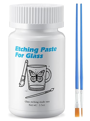 Kit de crema para principiantes de vidrio de 3.5 onzas para diseños intrincados, pasta de grabado para manualidades, crea diseños grabados