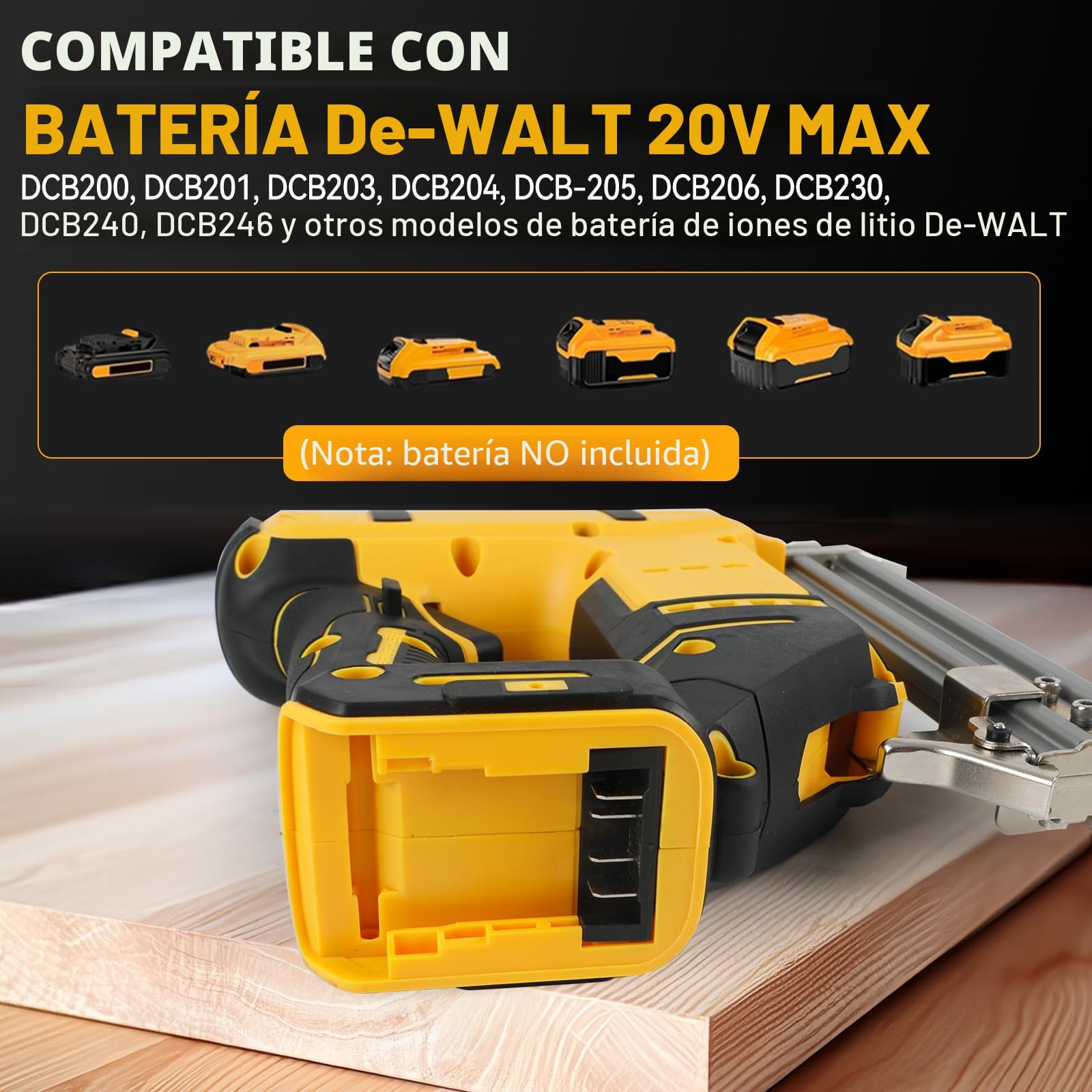 Clavadora Brad Inalámbrica para Batería Dewalt 20V Max, Pistola de Clavos Grapadora de Batería 18GA, Clavadora Grapadora Eléctrica 2 en 1 con 1000 Clavos y 1000 Grapas para Mejoras del Hogar y