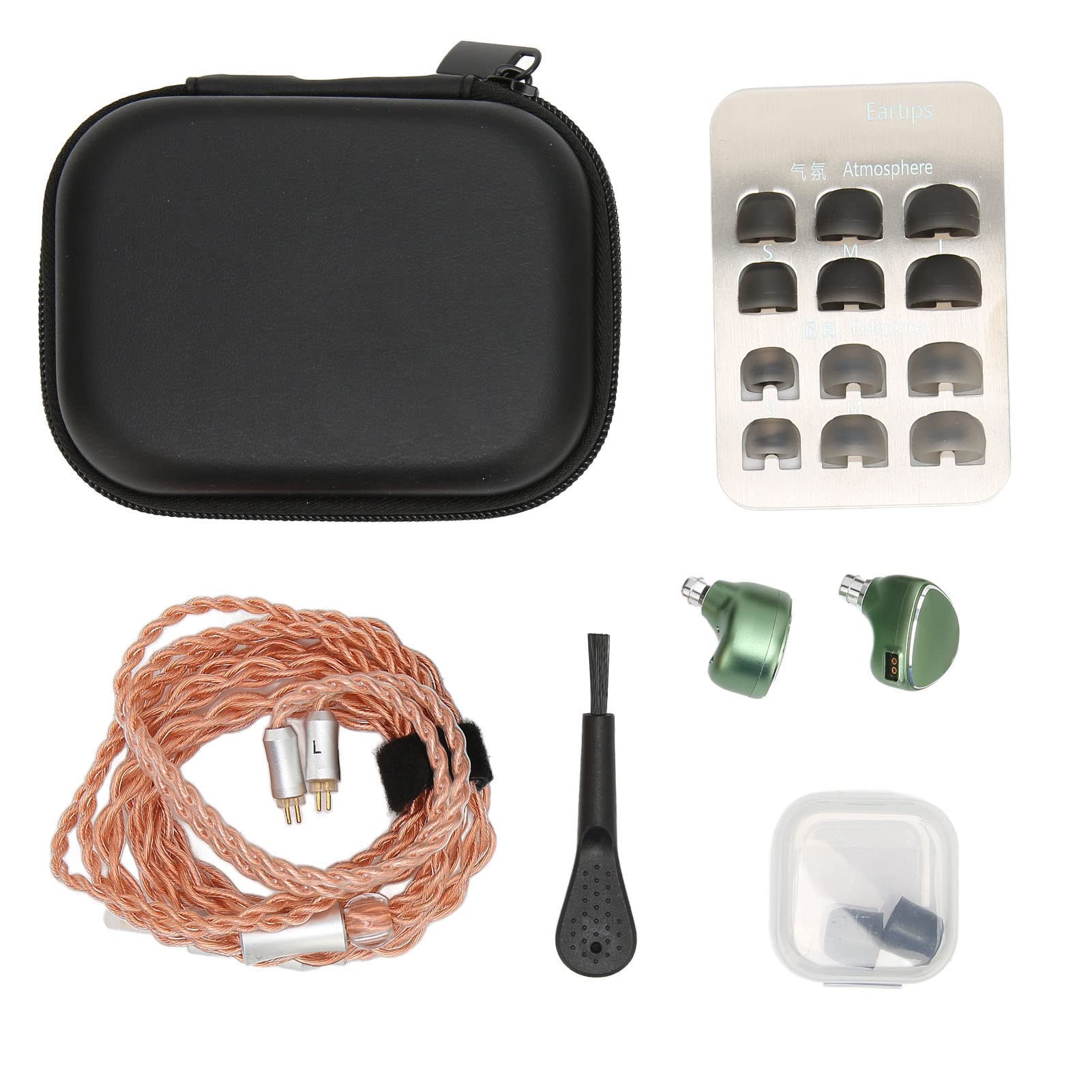 Monitor Douszny HiFi Spring2 IEM z Odłączanym Przewodem dla Entuzjastów Muzyki PVC, Ceramika, Metal, PU (Oliwkowa zieleń 2,5 mm)