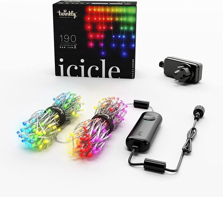 Twinkly stringa di 190 luci led rgb multicolore regolabili da smartphone TWI190STP-TEU