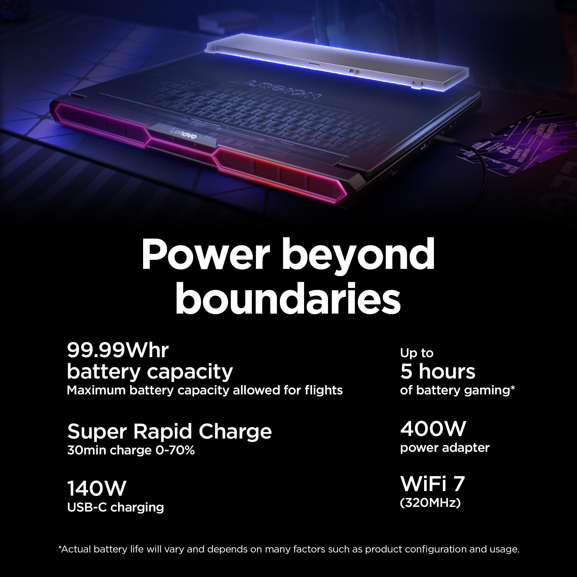 Lenovo Legion Pro 7i – AI-Powered Gaming Laptop – Intel® Core Ultra 7 255HX – 16" WQXGA PureSight OLED Display – 240Hz – NVIDIA® GeForce RTX™ 5070 Ti – 32GB Memory – 1TB Storage – PC GamePass