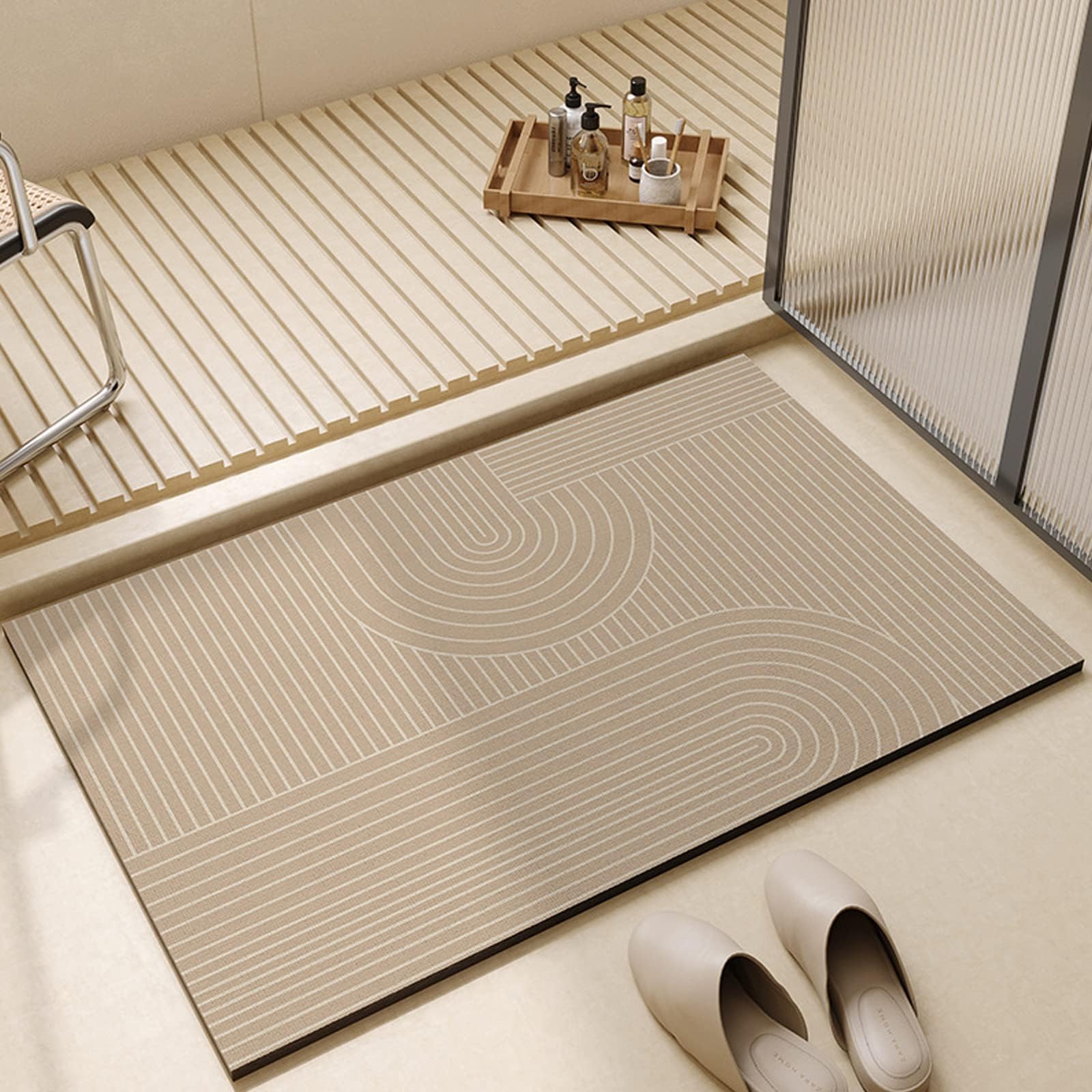 ALMEKAQUZ Diatom Bath Mat, Anti-Slip Bathroom Floor Mats and Quick Dry Bath Rug, Super Absorbent Bathtub Mat with Non-Slip, Thickened,Soft, Easier Clean Carpet (40cm*60cm)