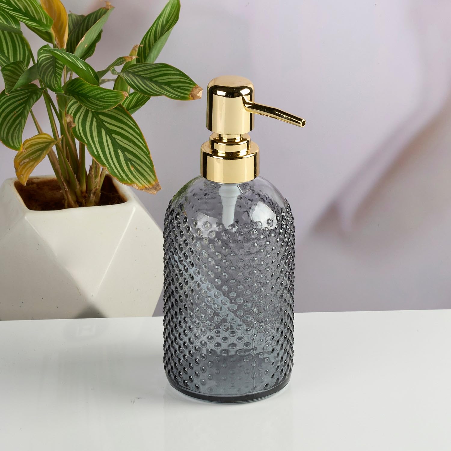 SaSaSa Glass Soap Dispenser with Refillable Pump Bottle for Bathroom and Kitchen Sink – Stylish Liquid Dispenser for Hand Wash, Dish Soap, Lotion, Sanitizer and More, Grey & Orange (Set of 2) (12171)-picture-33