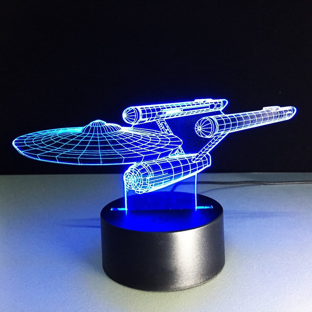 Lampada 3D Illusione Ottica Star Trek Battleship – Lampada Da Tavolo A LED Con Tocco, Multicolore, Decorazione Per Casa E Ufficio
