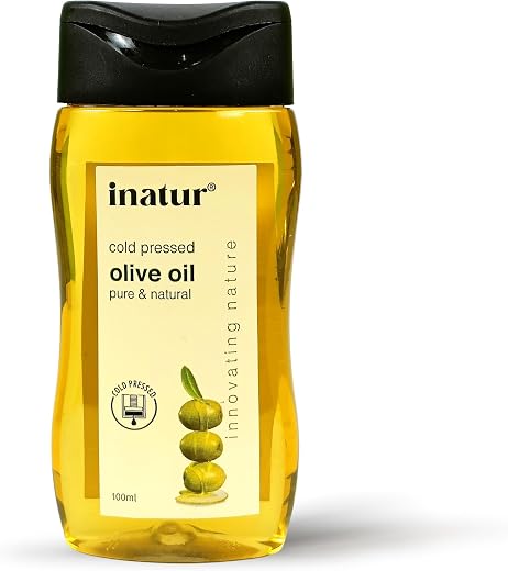 inatur Olive Oil 100ml - Organic, Cold-Pressed, 100% Pure | For Skin, Face and Hair Care | Safe for Babies | Body Oil, Sui...