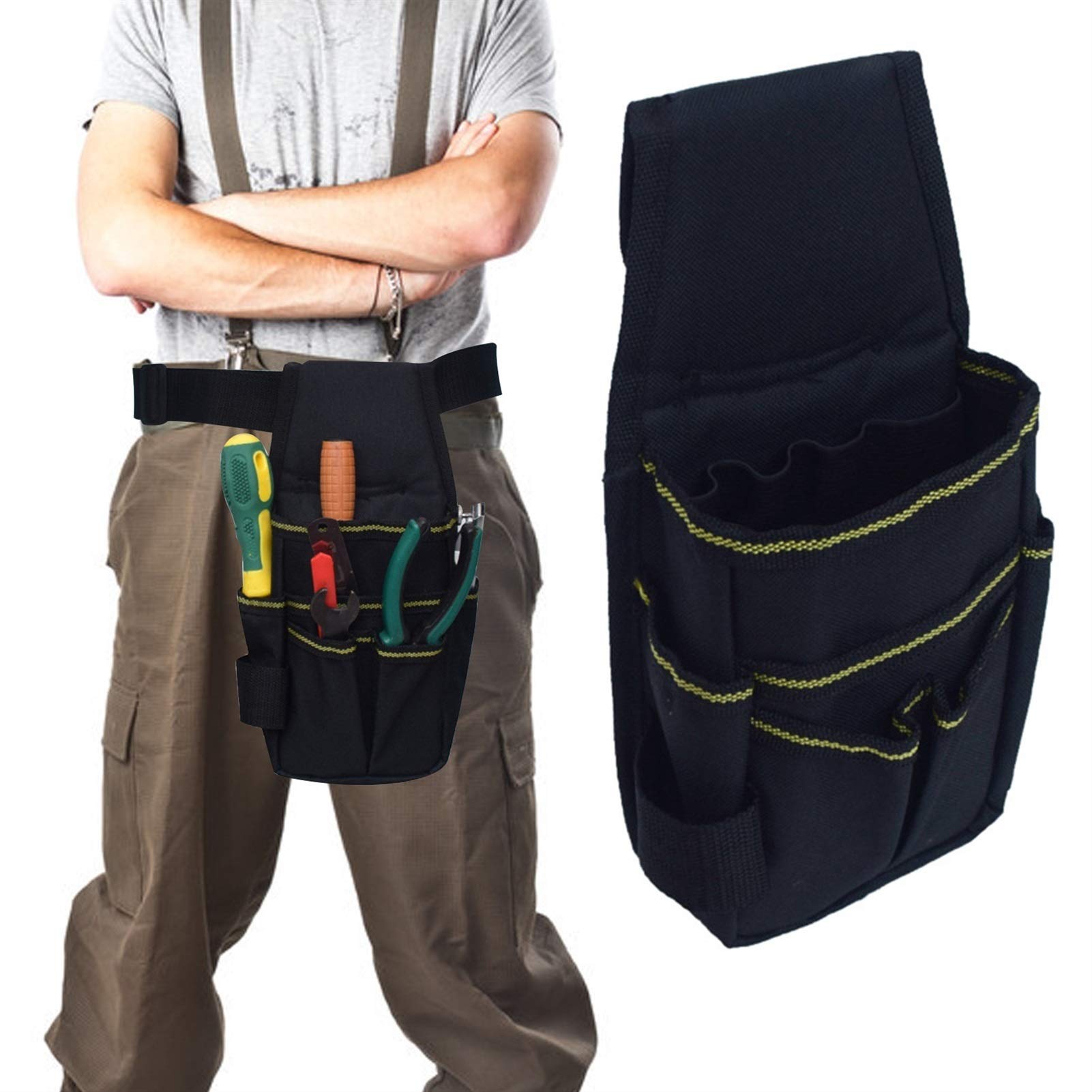 Bolsa para cinturón de herramientas negra 25,5x12,5x3cm | Con cinturón ajustable