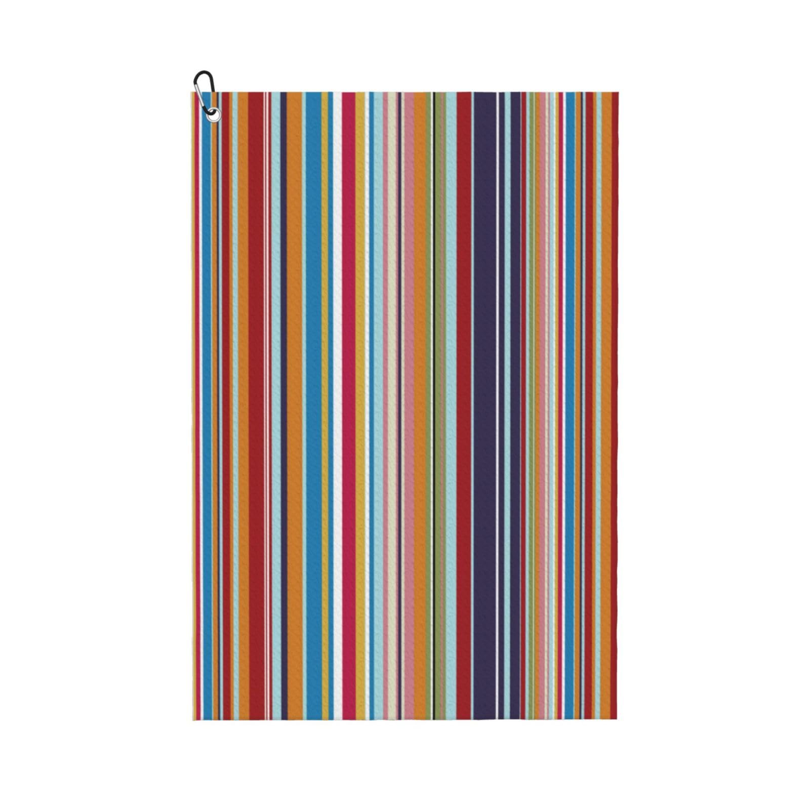 Hnnkloy Multi Coloured Stripes, 16x24 in Portable Waffle Golf Towels with Carabiner Clip for Golf Bag