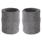 Suddora Arm Sweatbands, Absorbent and Breathable Thick Cotton Bands for Working Out, Gymnastics, Basketball, Tennis, and Football, Multiuse 4-inch Wristbands for Costumes and Cosplay, Grey
