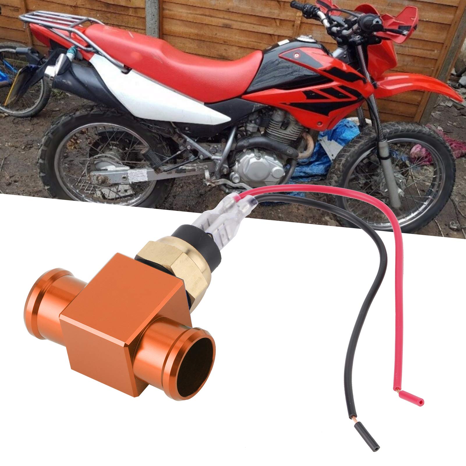 Thermostat Interrupteur de Température de L'eau Radiateur Ventilateur de Refroidissement Capteur de Température pour Moto ATV Hors Route Véhicule (Orange)