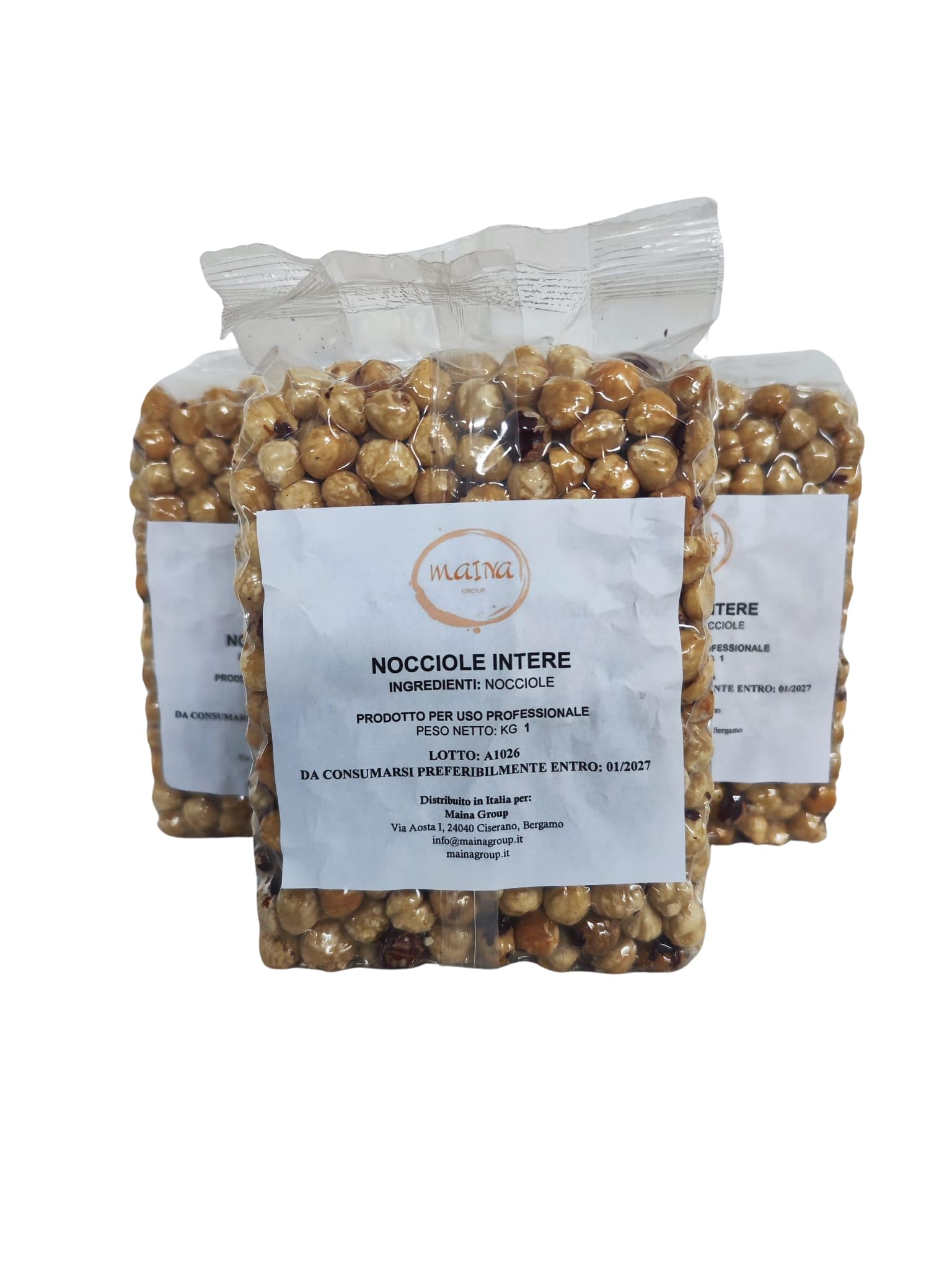 Maina Group Nocciole Tostate Intere, Prodotto per Uso Professionale, 1 Kg (1 Sacchetto)