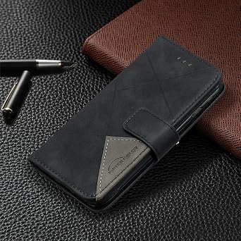 Aroepurt Case Compatible for Realme Note 60x Phone Case Cover [with Tempered Glass Screen Protector] Flip Stand Cover PU Leather Wallet Case Black