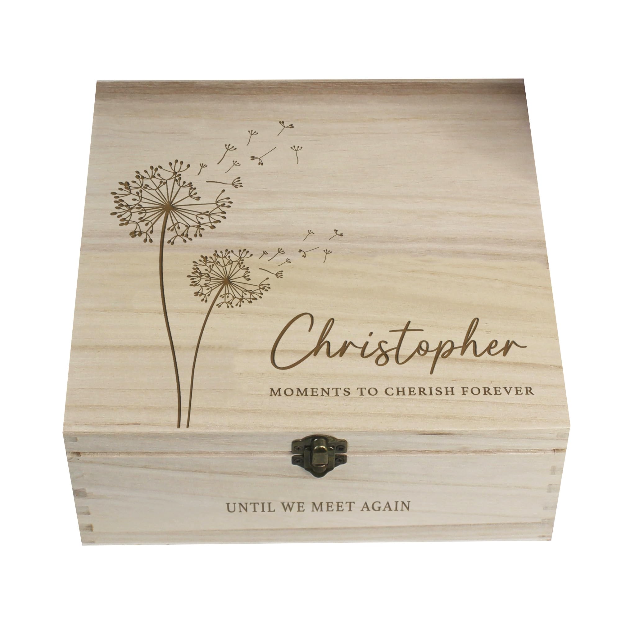 eBuyGB Personalised Wooden Memorial Box, Remembrance Box, Bereavement Sympathy Gift, Wooden Memory Box, In Loving Memory Storage Trinket in 6 Sizes (32cm Square)