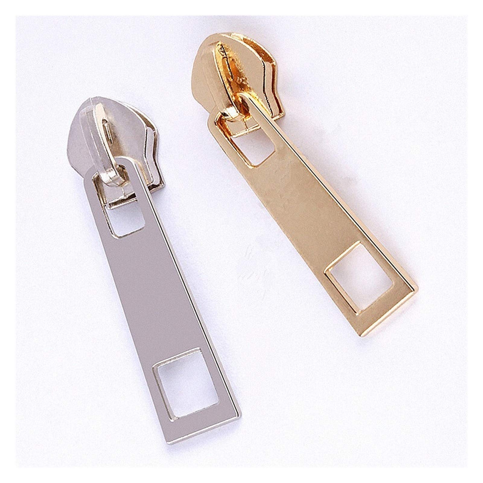 Tiradores de cremallera, repuesto de tirador de cremallera, simple y elegante, 100 piezas, n.° 5, metal, nailon, dorado y plateado, tirador de cabeza deslizante for cremallera, bricolaje, bolsa de man