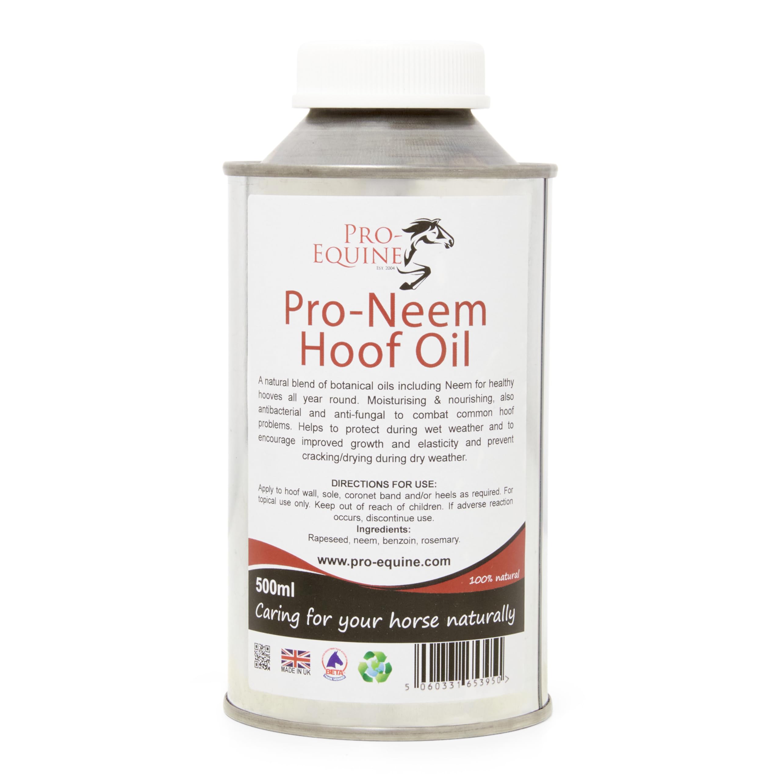 Pro-Neem Hoof Oil Dressing, 500ml. Ultimate Moisturising application for strong Healthy Hooves.