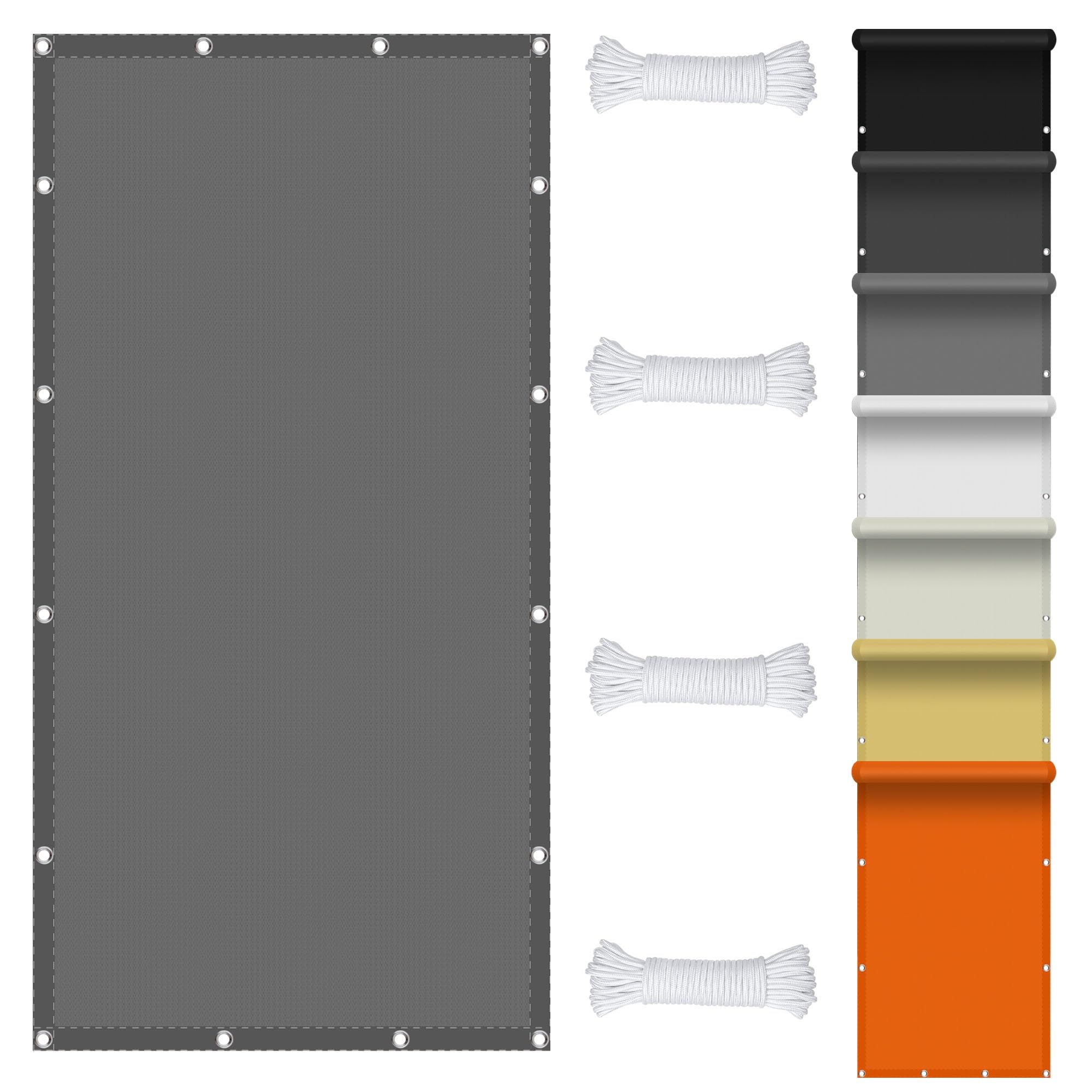 Sun Shade Sail 1 x 2 m UV Block Garden Sunscreen Awning Canopy with Grommets for Outdoor Garden Patio Yard Partygarden Shade Sail, Light Grey