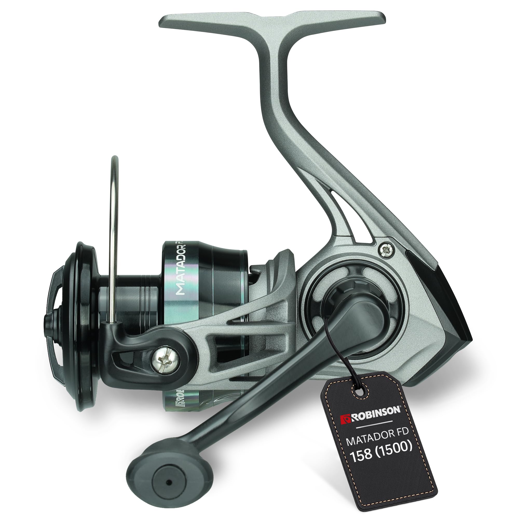 Robinson Angelrolle - Spinnrolle mit Präzisem Slow Oscillation System - Doppelt gelagerte Hauptwelle - 8 Lager - Duraluminium Spule - Leichtbau Graphitgehäuse - Matador