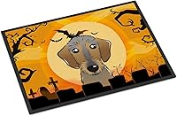 Vista 209 de Caroline's Treasures BB1449JMAT - Tapete de bienvenida de carlino negro, 24 x 36 pulgadas, tapete azul para puerta delantera, para interiores